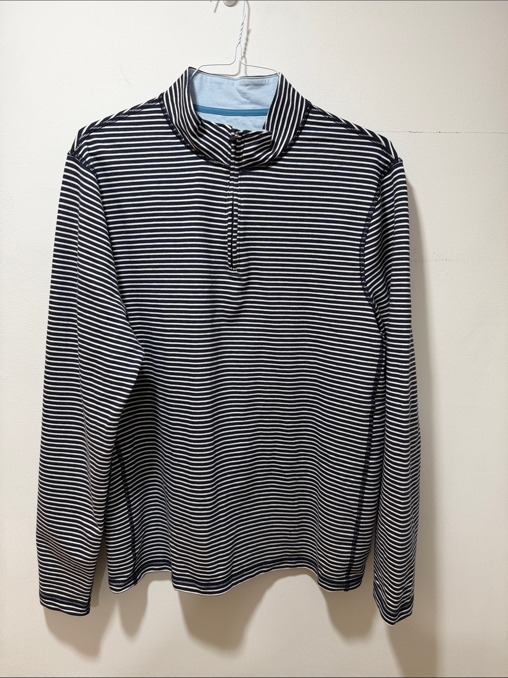J Crew Performance Men’s Striped 1/4 Zip‎ Sweater Size L Workout Casual Stretch